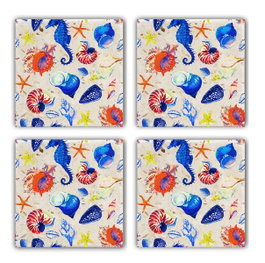 Hermia TBA1284717622 Alfombrilla de Cristal (4 Piezas) de Piedra Natural 10x10x1cm